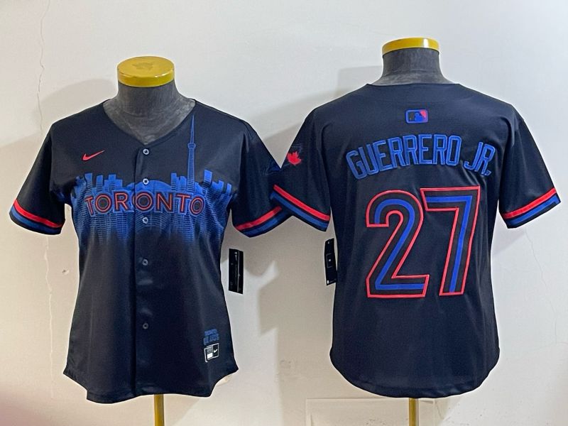 Women 2025 Toronto Blue Jays #27 Guerrero jr black Joint Name Nike MLB Jersey style 001->women mlb jersey->Women Jersey
